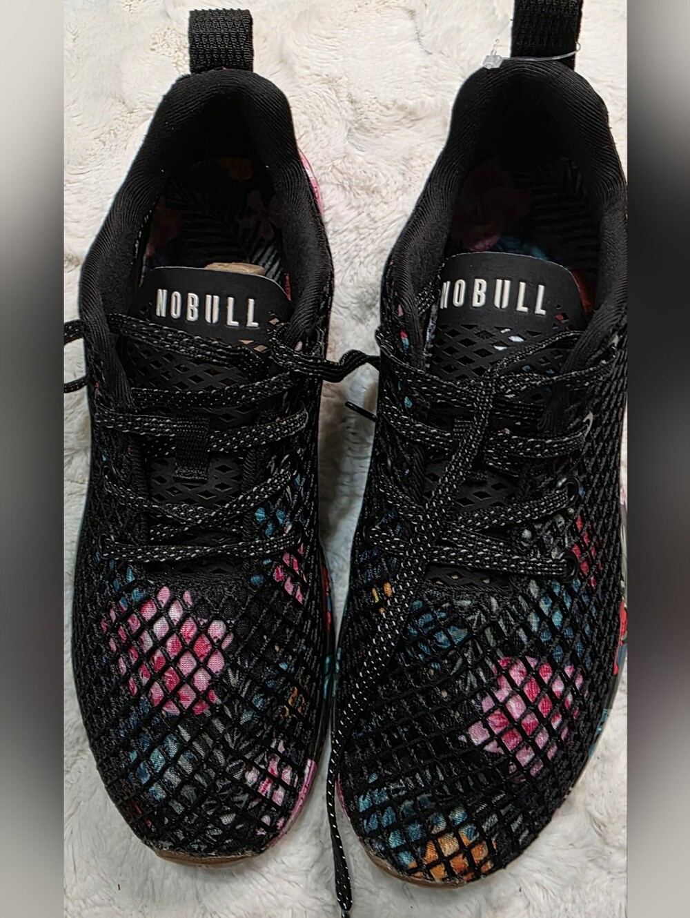 NOBULL Black Floral Mesh Training Shoes with Pink and Blue Accents